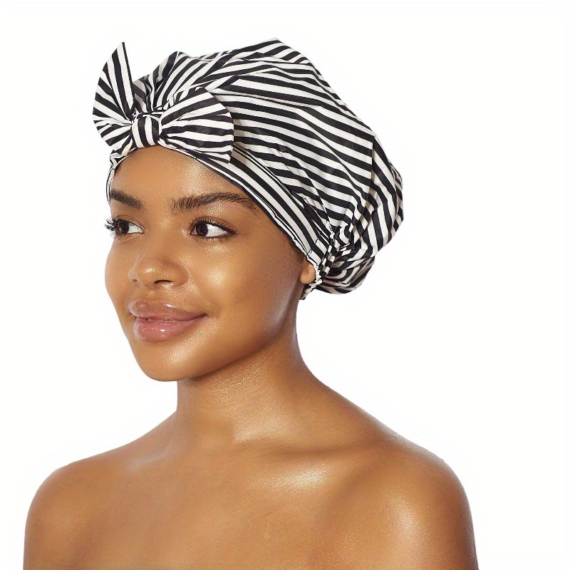 

Quick-dry Waterproof With Band And Black & White Striped Bow - Nylon, Essential