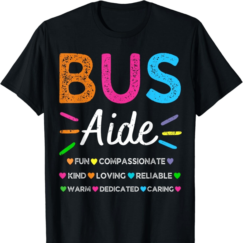 

Bus Driver Aide Back To School Matching Group Squad Gift Unisex T-shirt Soft Breathable Mens Print T-shirt Cotton