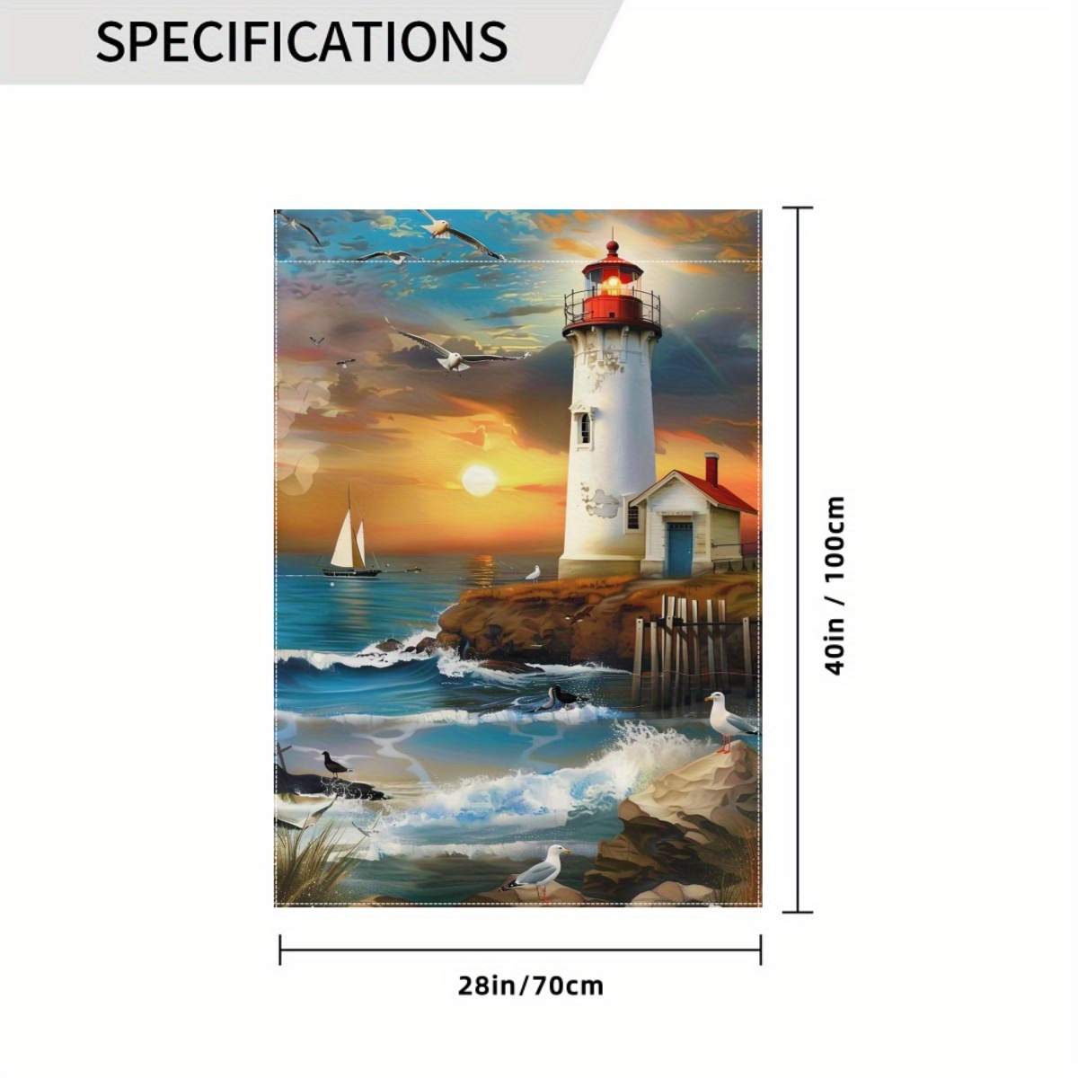 TEMU 1pc, Summer Beach Watchtower Decoration Flag 28 X 40 Inches Double Sided Garden Flag Courtyard Decoration, Outdoor Decoration, Lawn, Flag Only