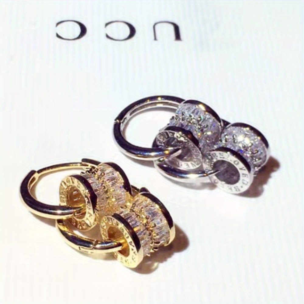 

Earrings Round Zircon Earrings Luxury Women's Jewelry Cute Girl Gift Christmas Gift