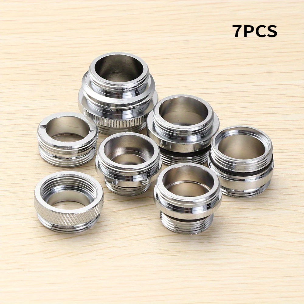 

7pcs Silver Brass Faucet Aerator Adapters, Male & Female Tap Connectors, Kitchen Sink Aerator For Garden Hose Water Filter, Standard Hose Sink Sprayer, Home Kitchen Decor