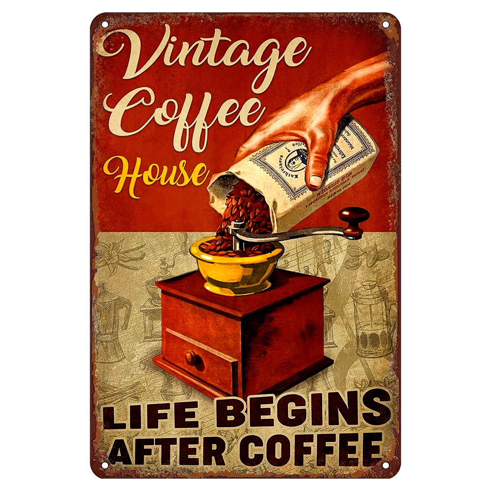 

Life Begins " Vintage Metal Tin Sign - Inspirational For , Perfect Retro Kitchen Decor Gift, Room Decor