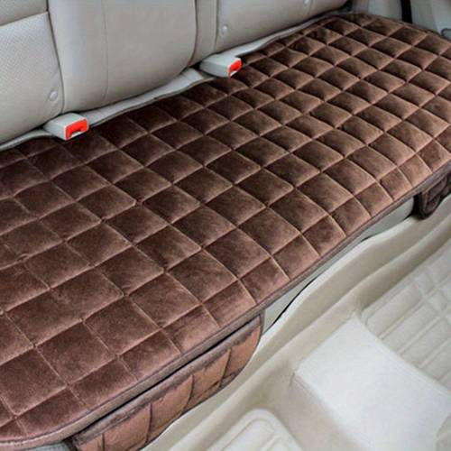 1pc car rear seat cushion short plush checkered pattern extra thick warm rear seat pad no backrest long cushion rear seat cushion for three seats suitable for sedans mpvs suvs trucks rvs