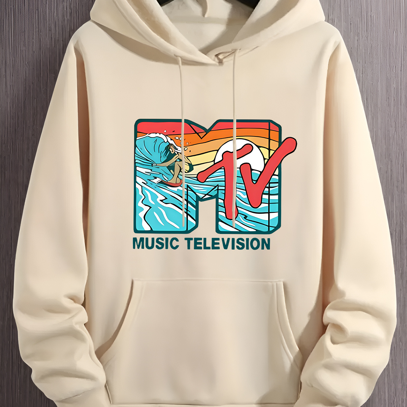 

Men's Casual Mtv Hoodie - Fall/winter Knit Polyester Hooded Sweatshirt With Pocket And Slight Stretch, Regular Fit Leisure Top