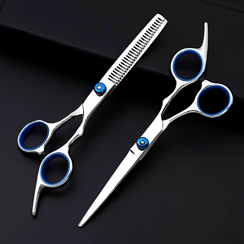 

Professional Stainless Steel Haircut Scissors Set - 2pcs, Texturizing & Thinning Shears For All Hair Types, Right-handed, , Unscented