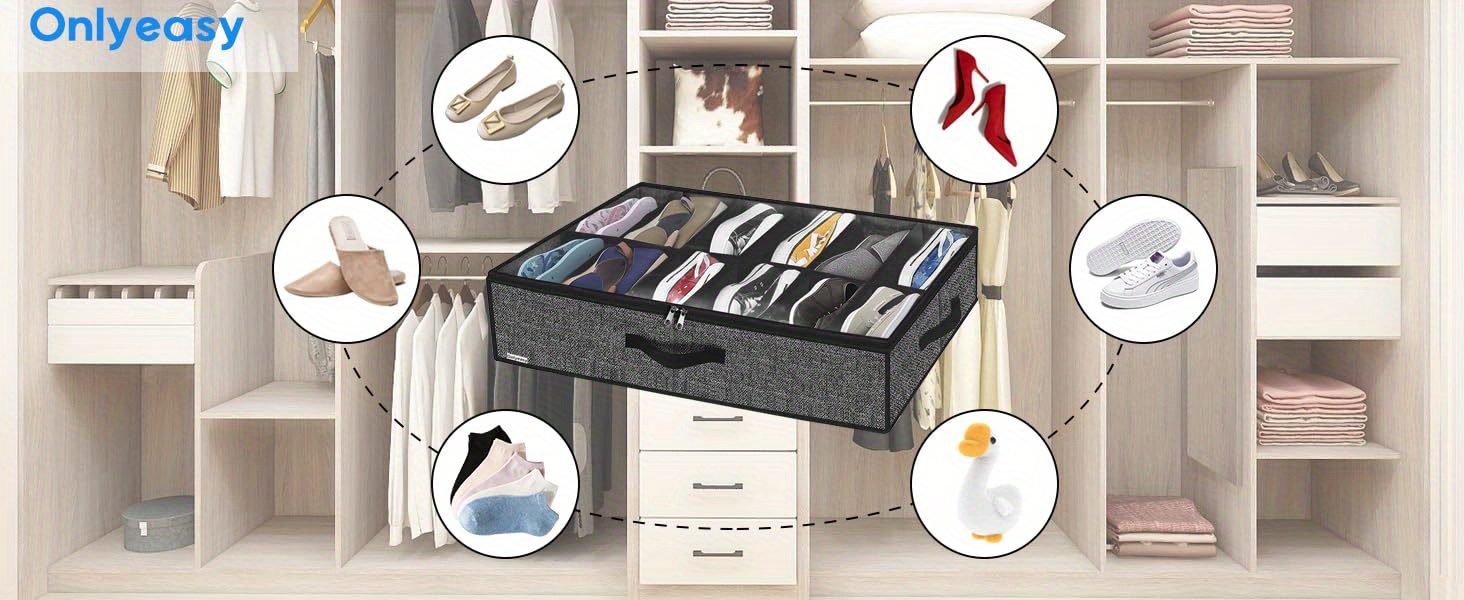 sturdy under bed shoe storage organizer set of 1 2 fits   24 pairs underbed shoes closet storage solution with clear window breathable 29 3 x23 6 x5 9 details 3