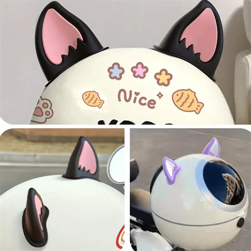 

2 Pcs Helmet Ornaments: Adorable Cat Ears For Motorcycle & Electric Bike - Decorating Your Helmet Or Motorcycle Accessories