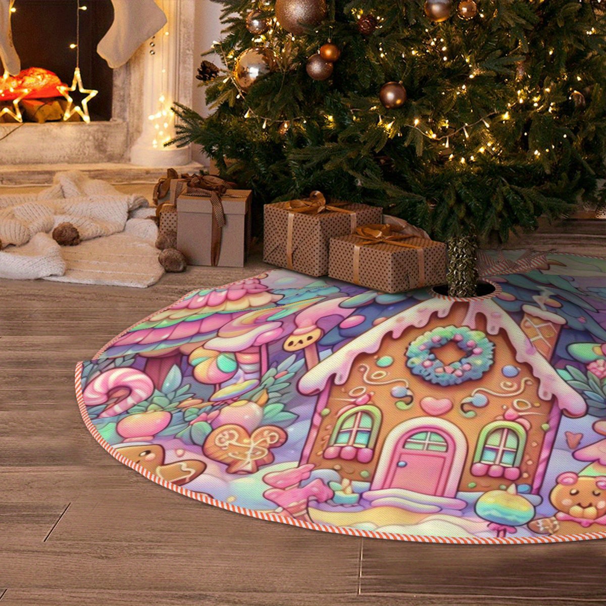 

[customer ] Soft Plush Christmas Tree Skirt With Penguin & Reindeer Design - Anti-slip, Holiday , Office, And Themed Parties, Christmas Decor