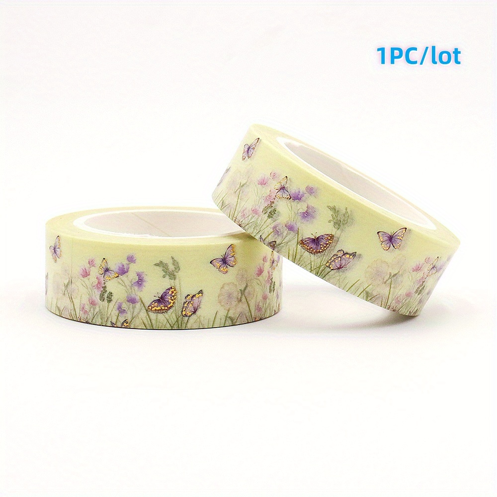 

1pc Spring Floral & Decorative Washi Tape, 15mm X 10m, Accents On Light Background - Ideal For Crafting, Scrapbooking, Gift Wrapping & Office/school Supplies