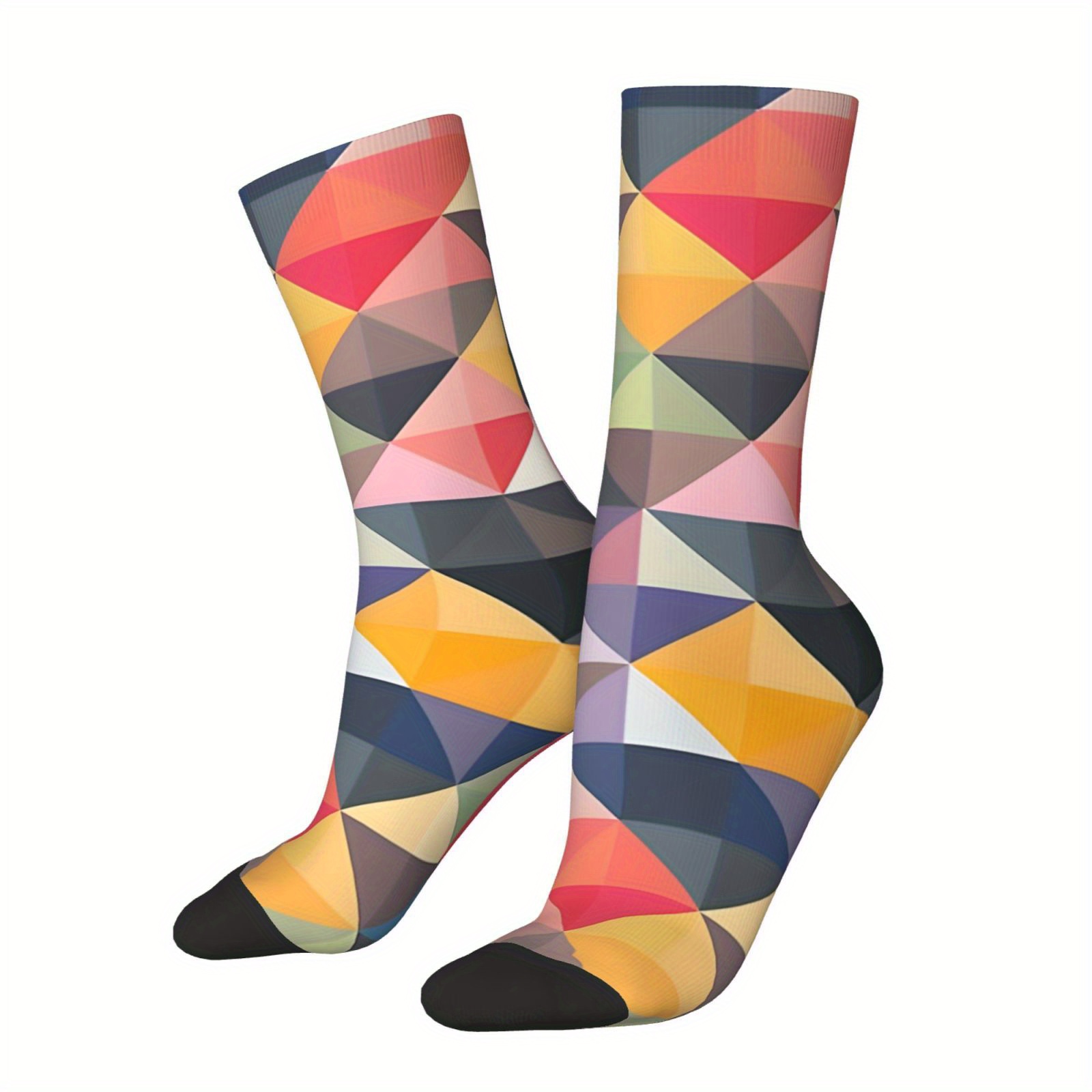 

Men's Fun & Geometric Socks - Seamless, Breathable Crew Socks For Sports & Casual Wear