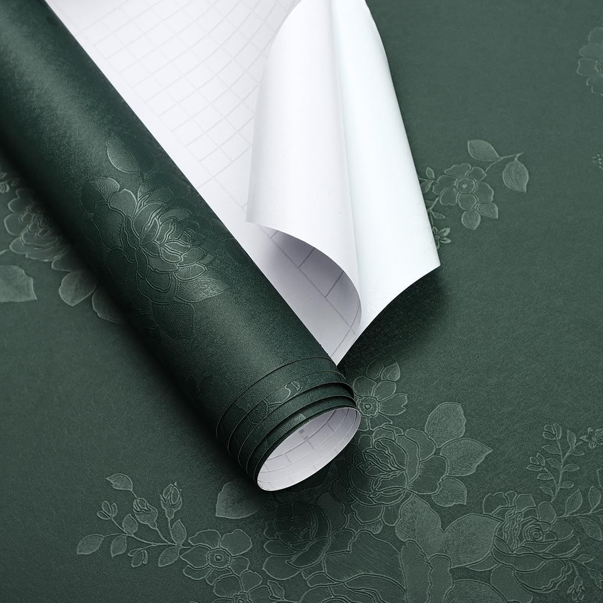 Image of 1 Roll Of Decorative Embossed Wallpaper Featuring Flowers, Suitable For Movable Contact Applications On Cabinets And Countertops, Ideal For Decor In Bedrooms And Living Rooms