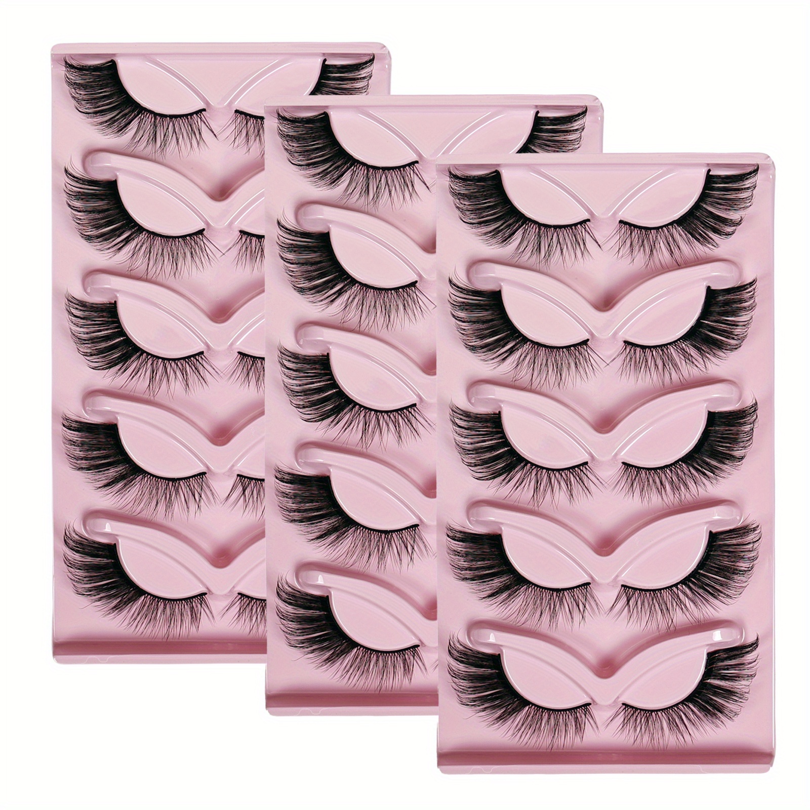 TEMU 15 Pairs 3- False Eyelashes Cat Eyelash Natural Fake Lashes Makeup Fake Lashes