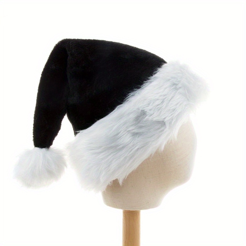 

Cozy Black Plush Christmas Hat - , Warm & Soft For Holiday Parties And Winter Celebrations