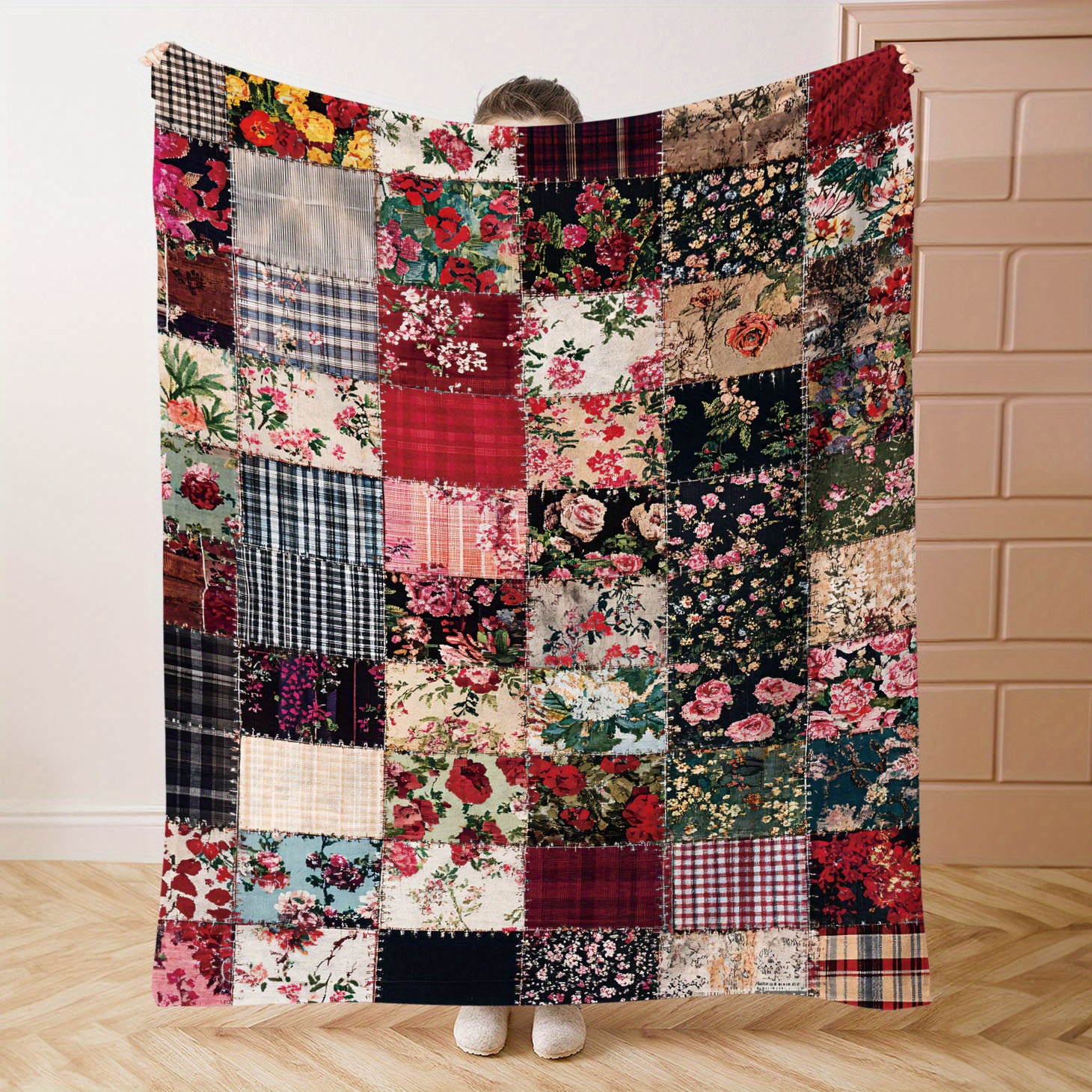 

Patchwork Flannel Blanket - , & For , Bed, , And - , 200-250gsm