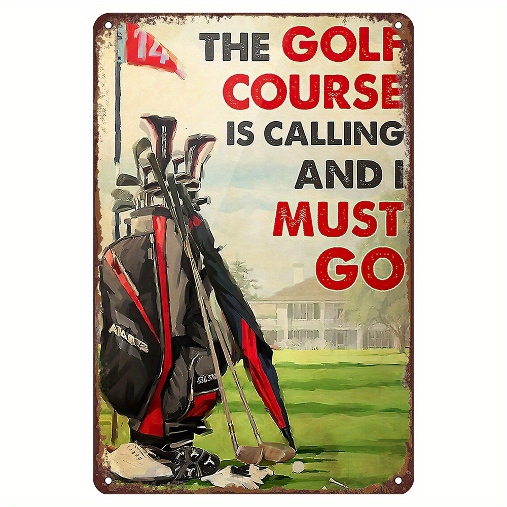 

1pc Iron Golf - "the Is Calling " Metal - Decorative Hanging Plaque For , , Bar, , Gym - For Golfers - No Needed - Featherless -