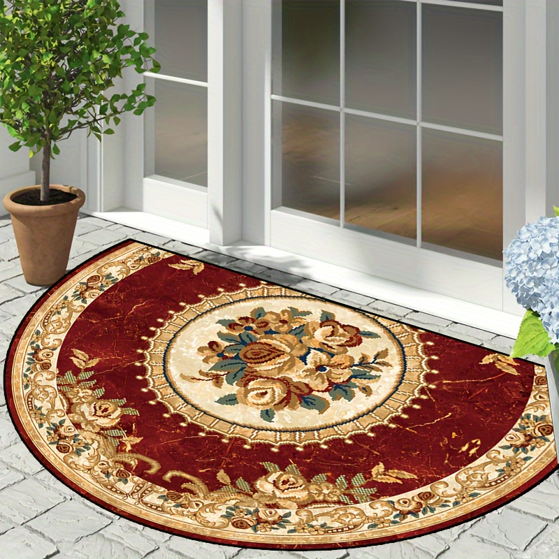 

Tapis -Cercle Élégant à Motif Floral Rouge & Bordure Jaune - Feutre Épais, 100% Polyester, Lavable à pour Utilisation Intérieure/Extérieure - pour , , , Tapis pour Chambre