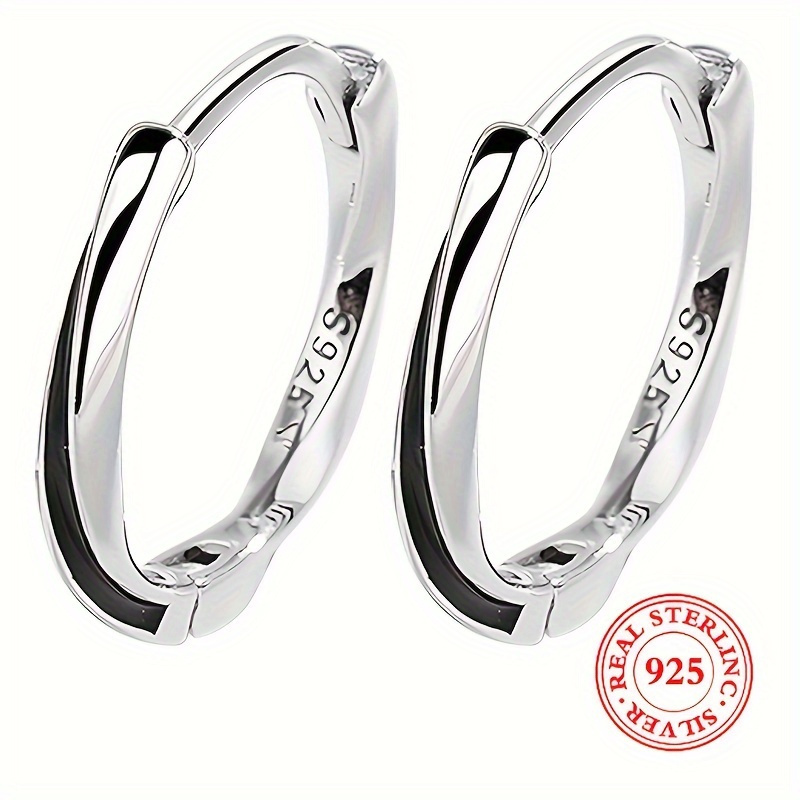 TEMU 925 Sterling Silver Hypoallergenic Hoop Earrings For Women, Simple Elegant Style, Suitable For