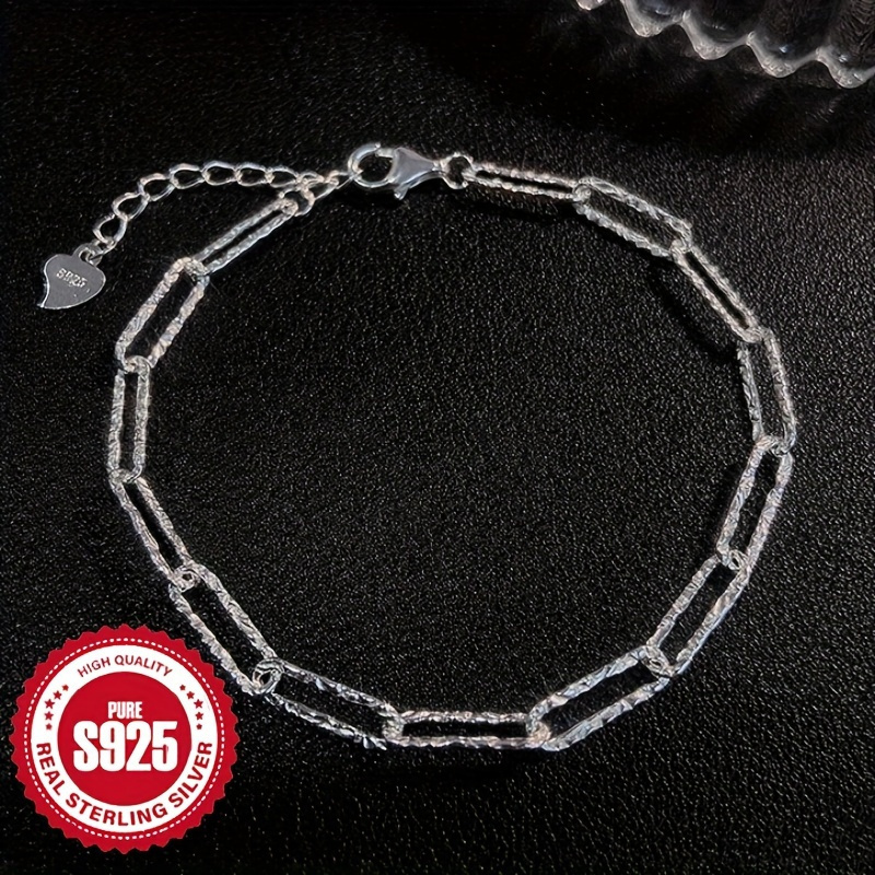 TEMU Elegant 925 Sterling Silver Bracelet - Hypoallergenic, Versatile White Accessory For Occasion, Perfect Gift, Chic