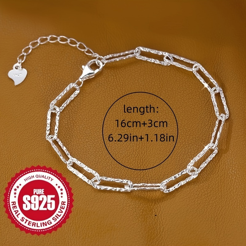 

Elegant 925 Sterling Silver Bracelet - Hypoallergenic, Versatile White Accessory For Occasion, Perfect Gift, Chic