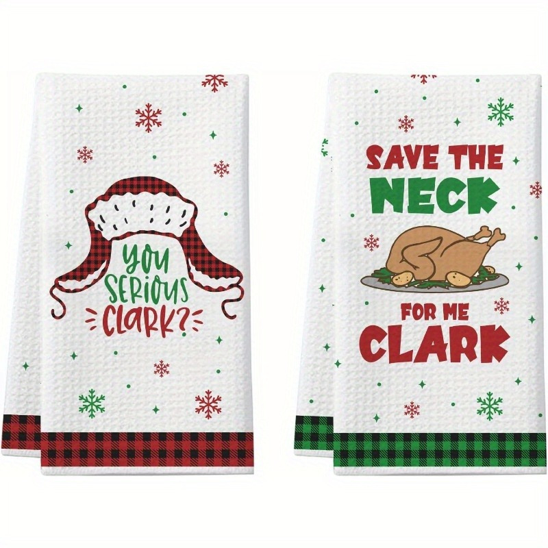 

Festive Jit Christmas Kitchen Towels - 2-piece Set, Super Soft, Contemporary, Fantasy-themed With Cousin Quotes, Machine Washable, 18x26 Inches