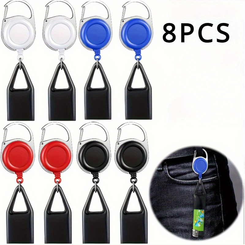 

8pcs Retractable Lighter Keychains - Pp/pvc & Steel, Assorted