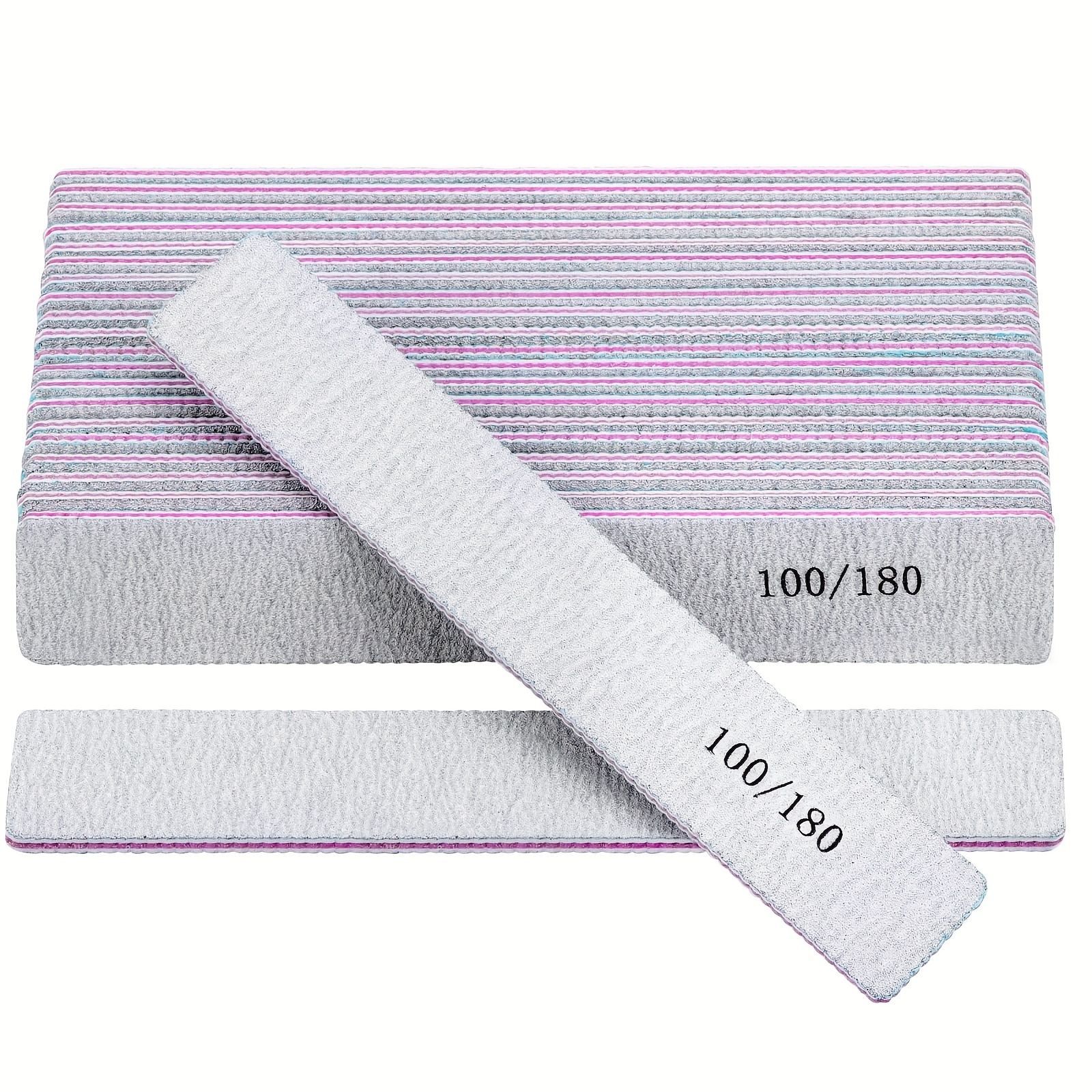 

10pcs Professional Unscented Nail Buffering Files, /180 Grit, Double Sided Rectangle Boards For Acrylic Nails Filing And Shaping - Salon Or Home Use