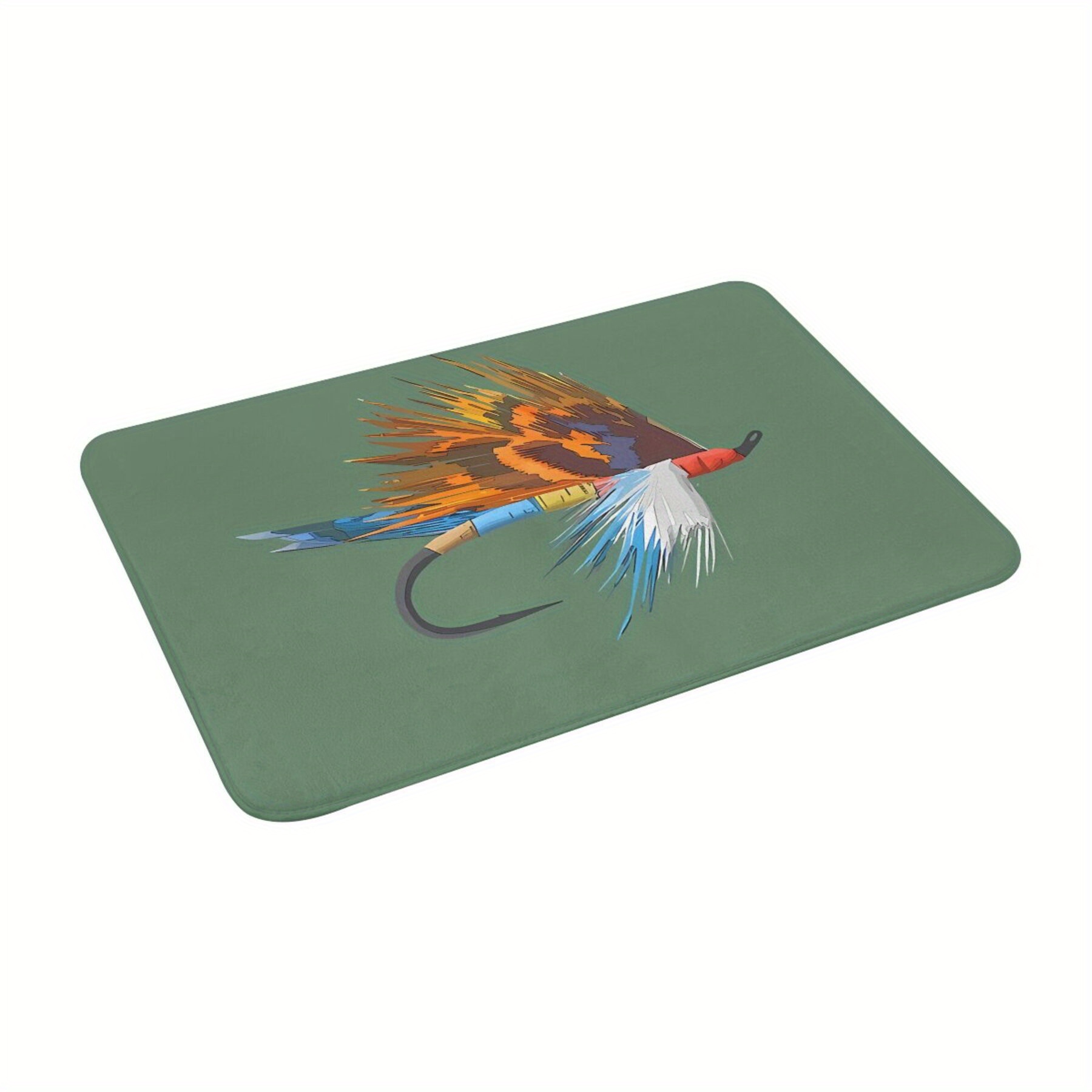 

Fly Fishing Art Doormat - Lightweight Polyester, Machine Washable, Rectangle Bathroom Mat For Home Decor - 1pcs