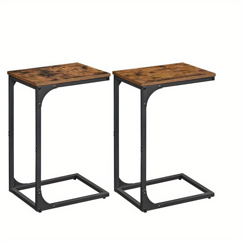 TEMU Set Of 2 Side Table, Bedside Table, Sofa Side Table, Coffee Table, With Metal Frame, Industrial, For Living Room, Bedroom