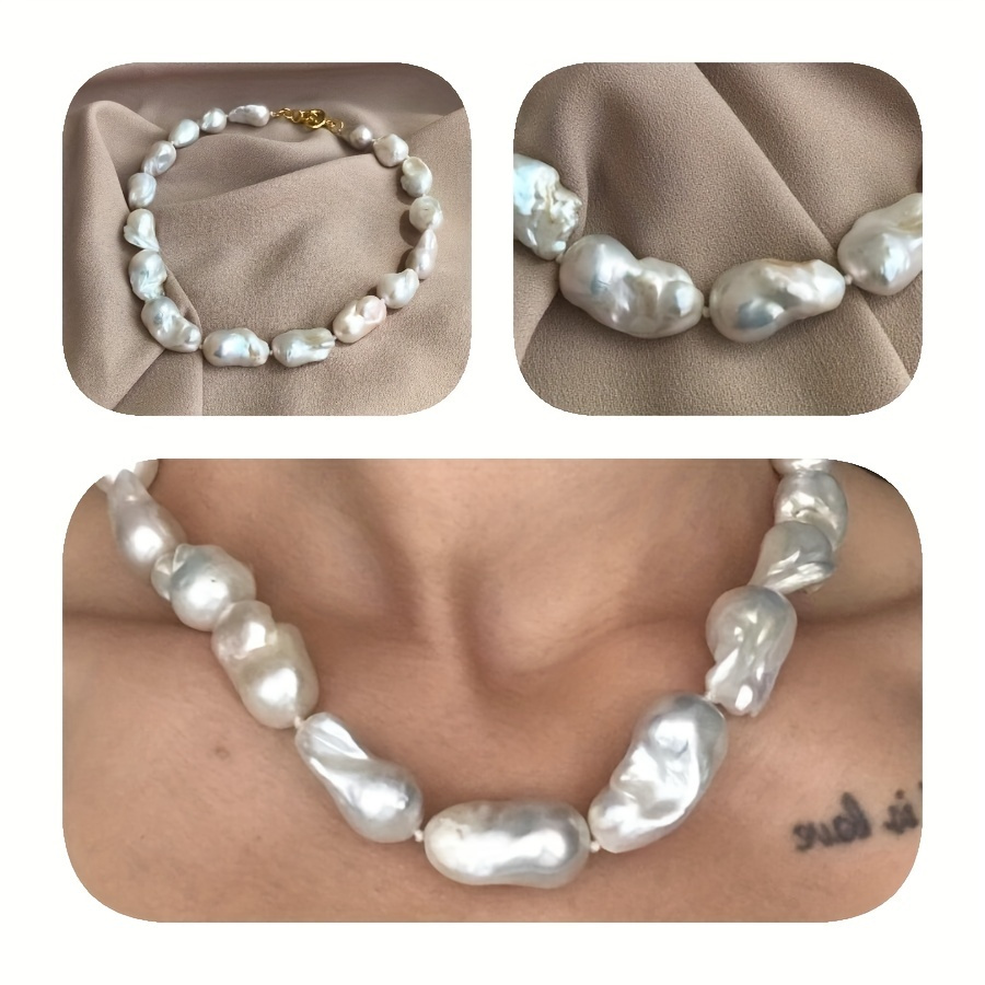 natural large baroque pearl necklace - Temu