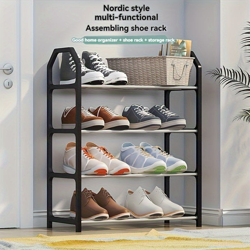 

Scandinavian-inspired Large Shoe Rack - , Holds 8 Pairs, Multi-functional Entryway Organizer With Triple Steel Support