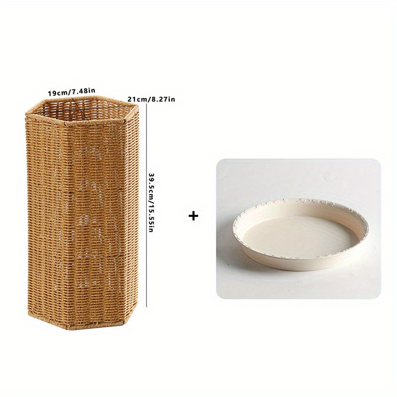 E-shop Schirmständer im Rattan-Look mit Schirmeimer, kreativer Schirmaufbewahrungskorb für Hotel, Wohnzimmer, Zuhause, kreativer Blumentopfüberwurf,