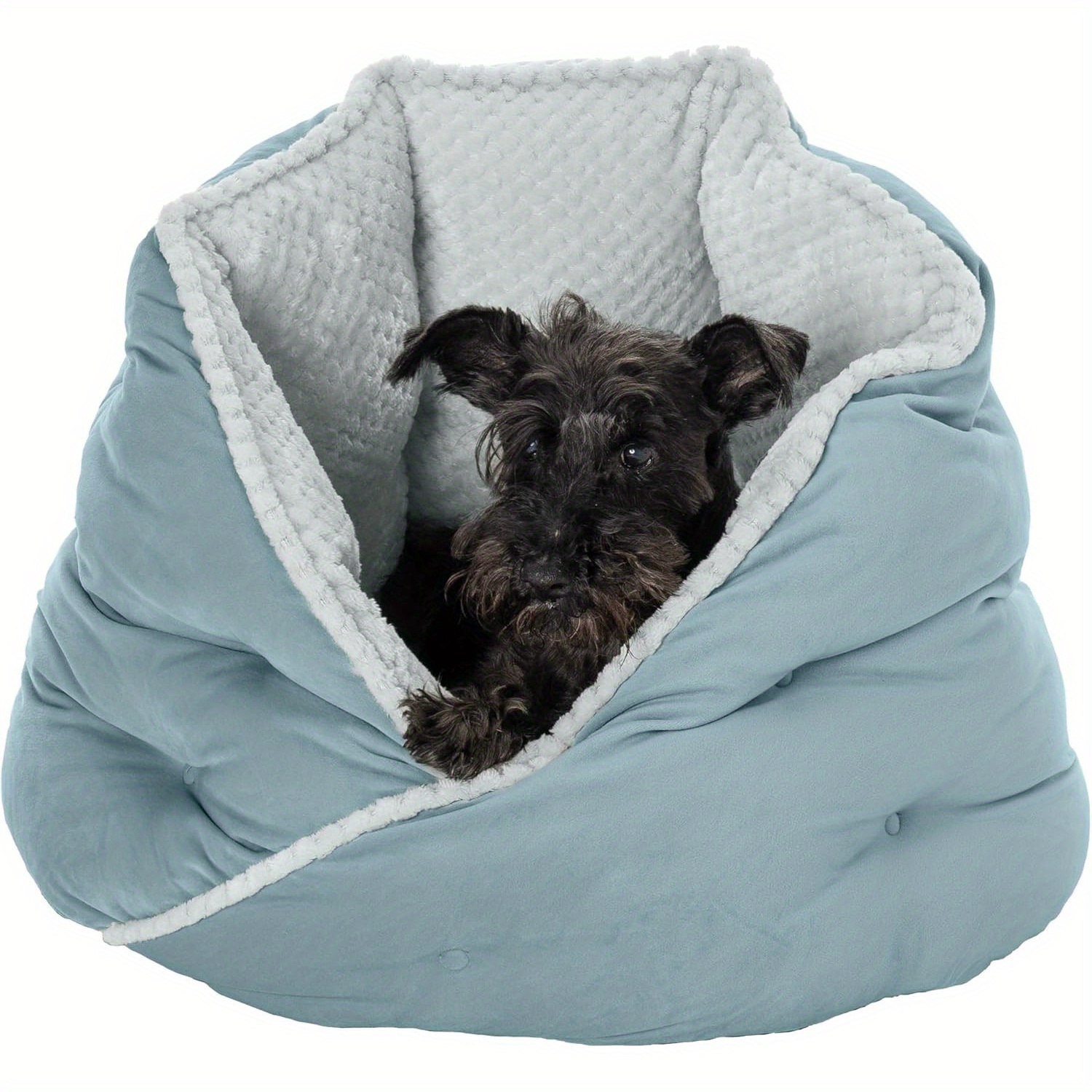 1pc cozy   plush velvet pet bed for cats small dogs non slip bottom soft gray with white trim washable durable   to 35 lbs   indoor   cute cat bed Product details 4