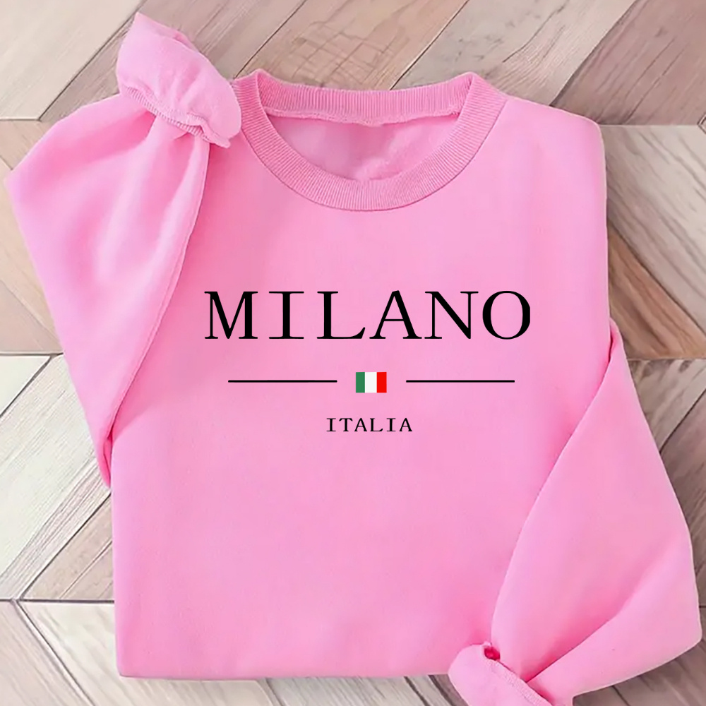 

Women' Casual Letter Italian Flag Pattern Round Neck Sweatshirt