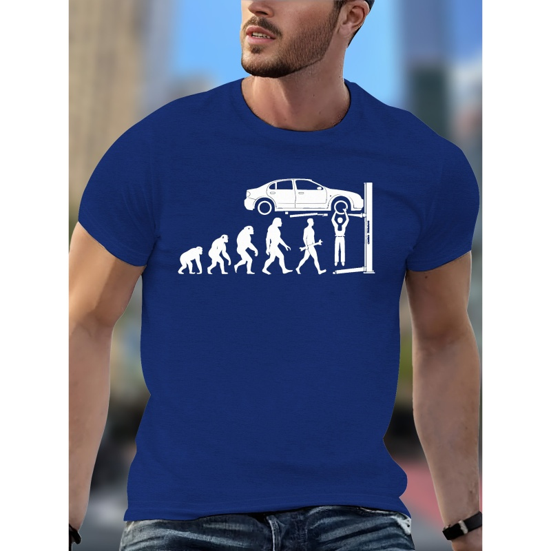 

Men's To Mechanic Print T-shirt, Tees For Men, Casual Short Sleeve T-shirt For Summer