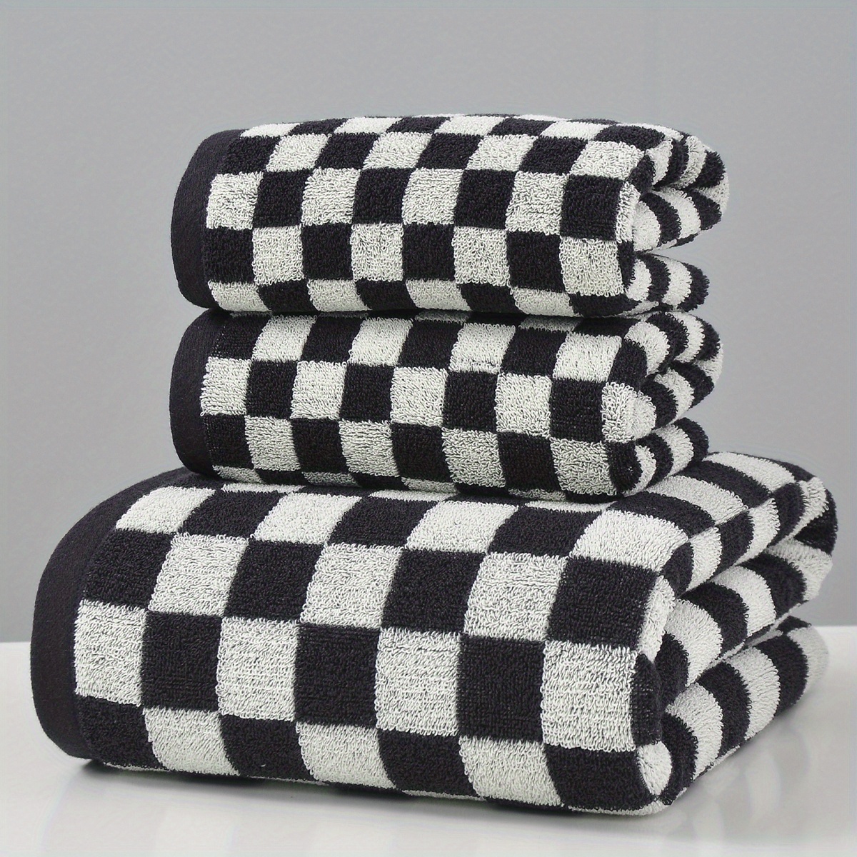 Checkered bath towels sale