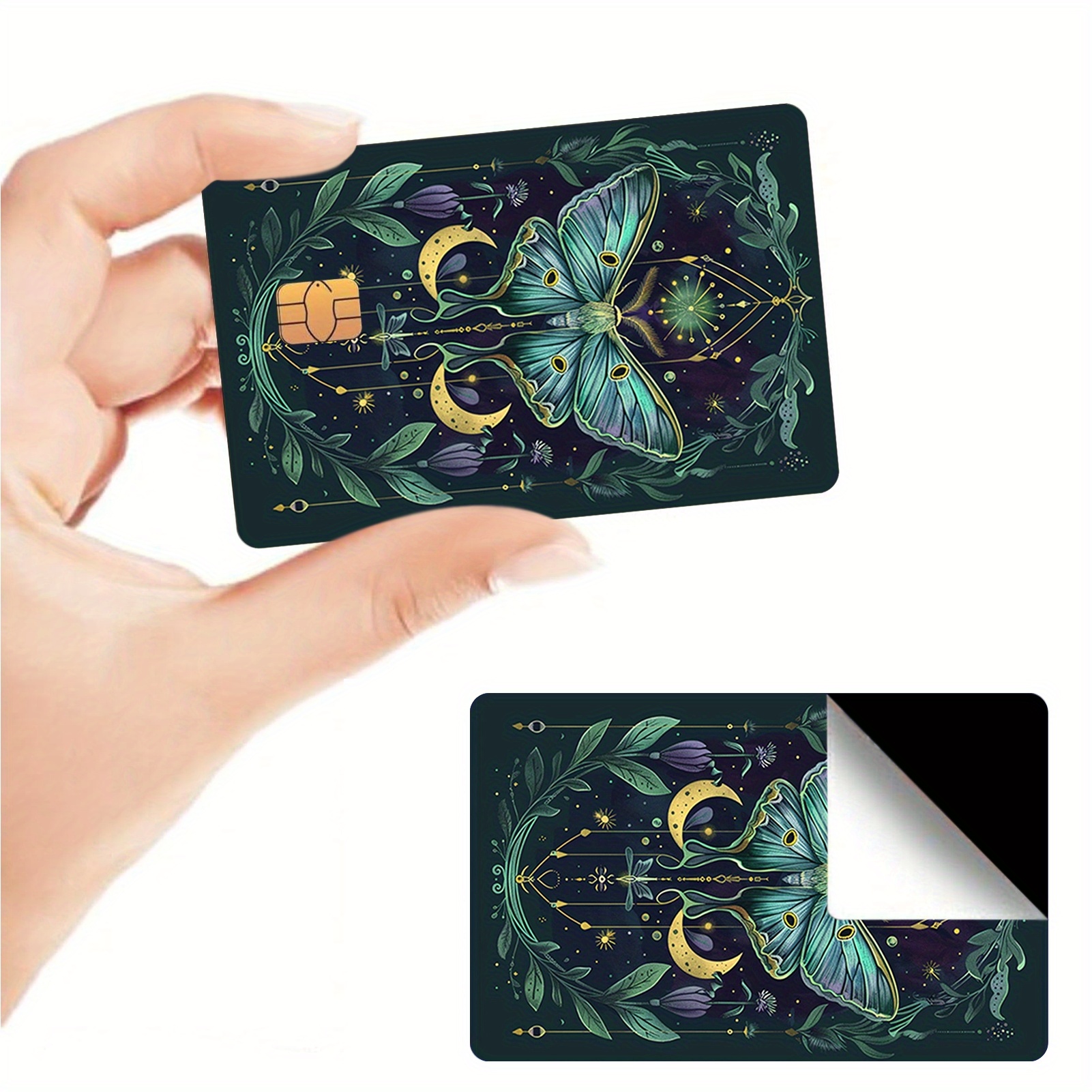 

2 Pcs Moth Pattern Print Card Skins: & Personalize Bank, Debit, Credit Cards - Tearproof, Slim, Removable, Pvc Material