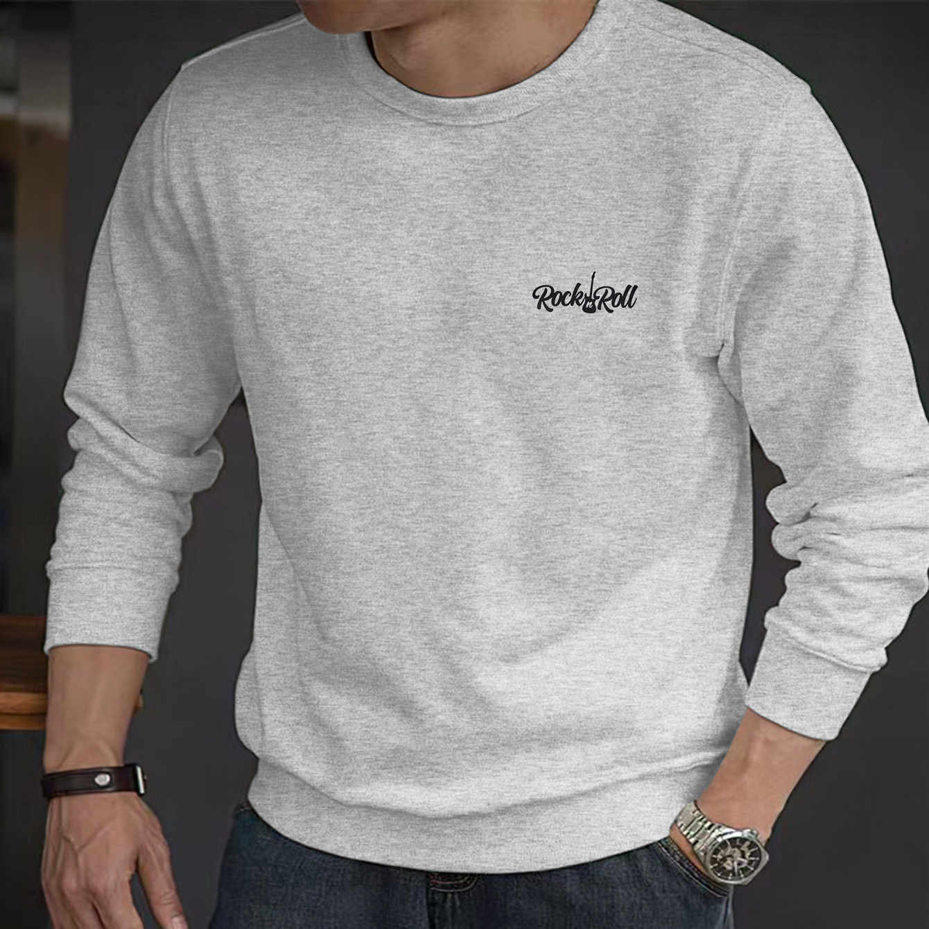 

1pc Sweatshirt - , Guitar English Letter , , , Non-transparent, Washable, For / , Graphic