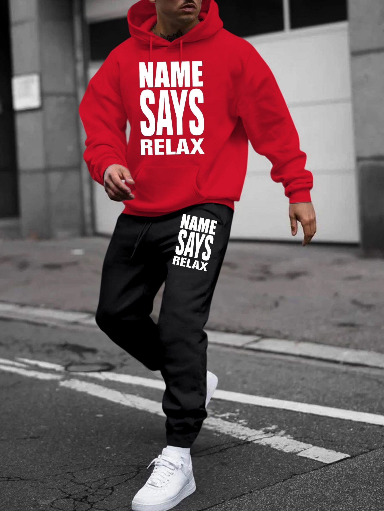 polyester 100 full sweatsuit set patterned hoodie joggers Temu