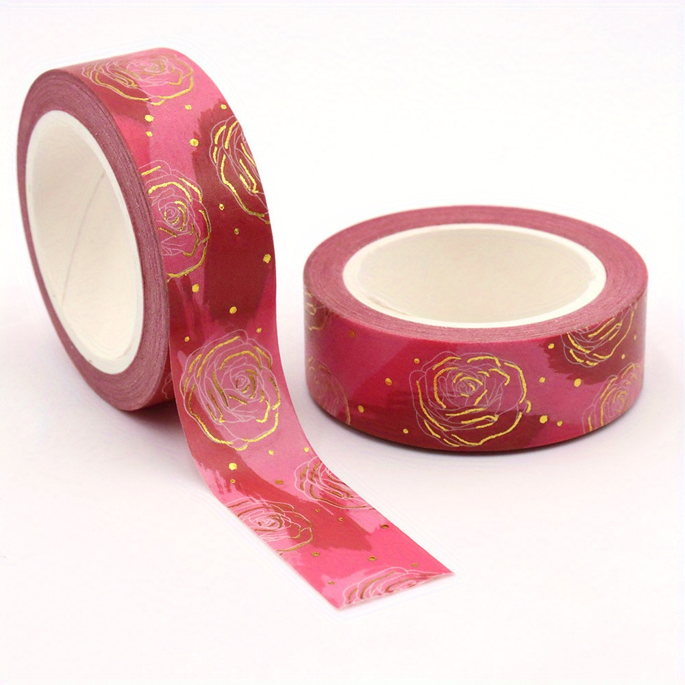 New 1pc 15mm X 10m Rose Red Decorative And Paper Tape Stationery Colored Tape Office Supplies Sticker Beauty Tape