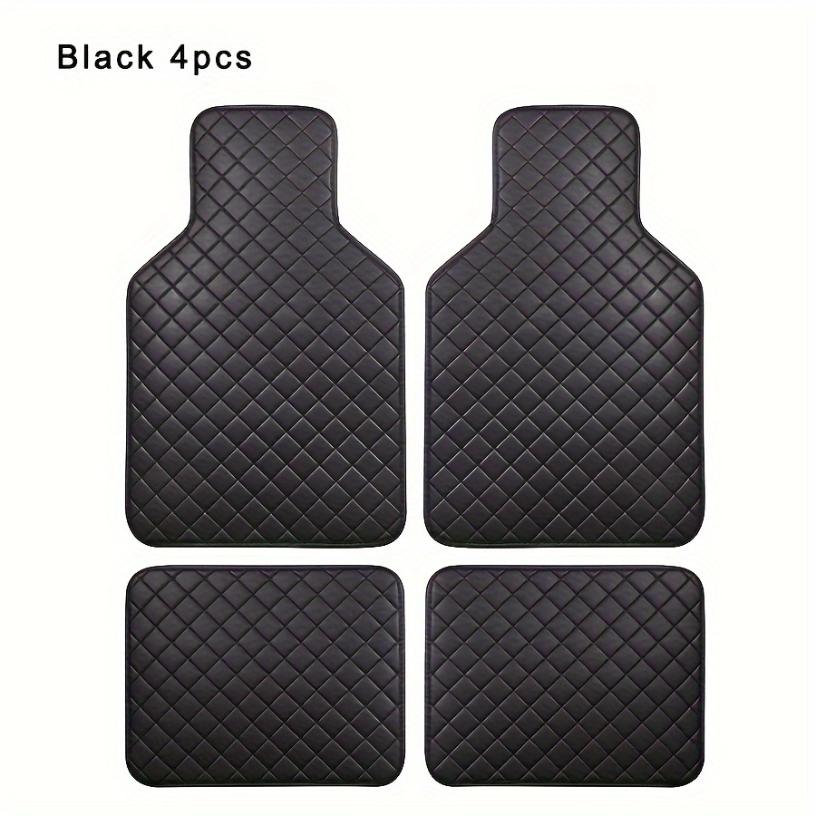 TEMU 4pcs Set Car Floor Mats - , Checkered For Suvs & Trucks - Durable Auto Interior Accessories