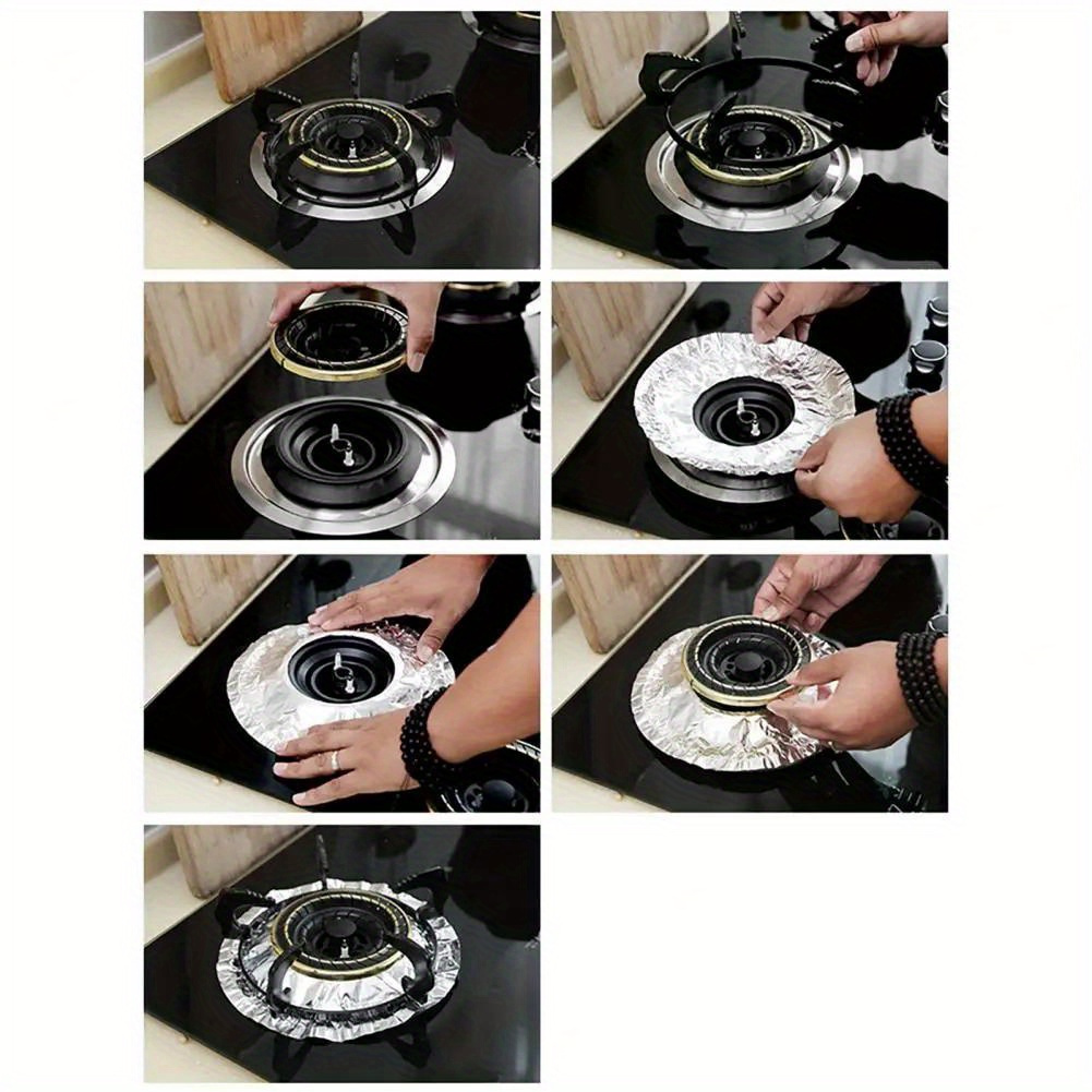 10 pack   hard anodized aluminum gas stove protectors oil proof high temperature resistant non electric kitchen liners details 18