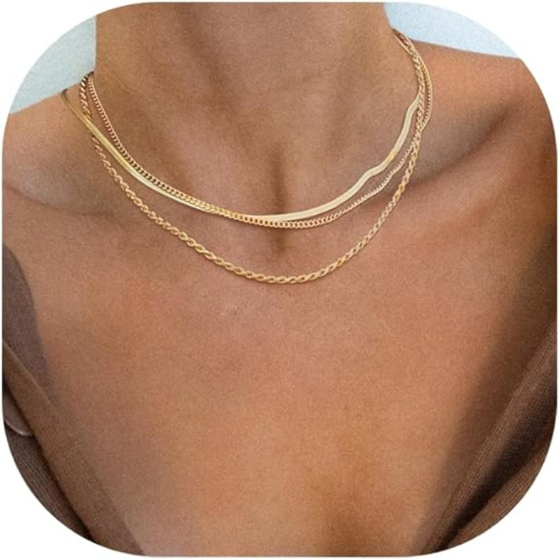 

3pcs Simple Multi Layered Stacked Clavicle Chain Women's Necklace, Exquisite Necklace, Necklace, Neck Chain, Simple Multi Layered Necklace, Women's Jewelry Accessories Surprise Small Gifts