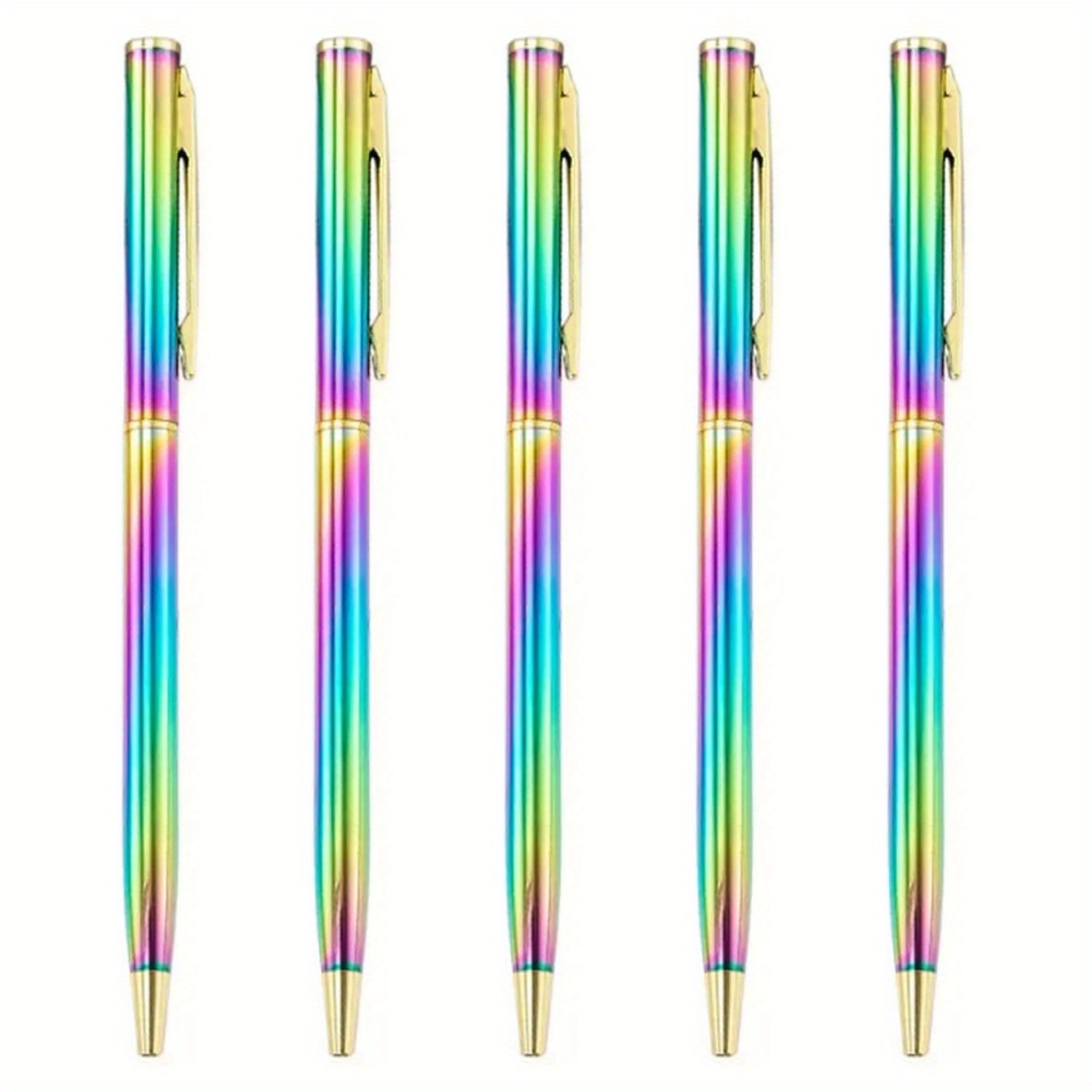 

5pcs, 5pcs Creative Ballpoint Pen, Metallic Ballpoint Pen Retractable Ball Pens Office Stationery Supplies Wedding Christmas Gift