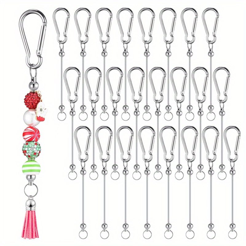 

24pcs Beadable Keychain Bars Bead Keychain Bulk Diy Blank Bead Snap Hook Keychain For Making Diy Christmas Gift