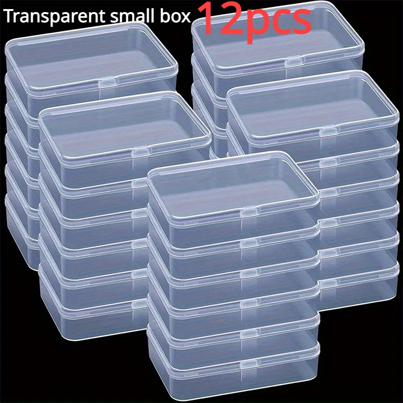 TEMU 12- Large Plastic Storage Hinged Lids - Clear Organizer For Jewelry, Small Items, Handicrafts, And Hardware - Durable And -to-use Storage Solution, Canisters