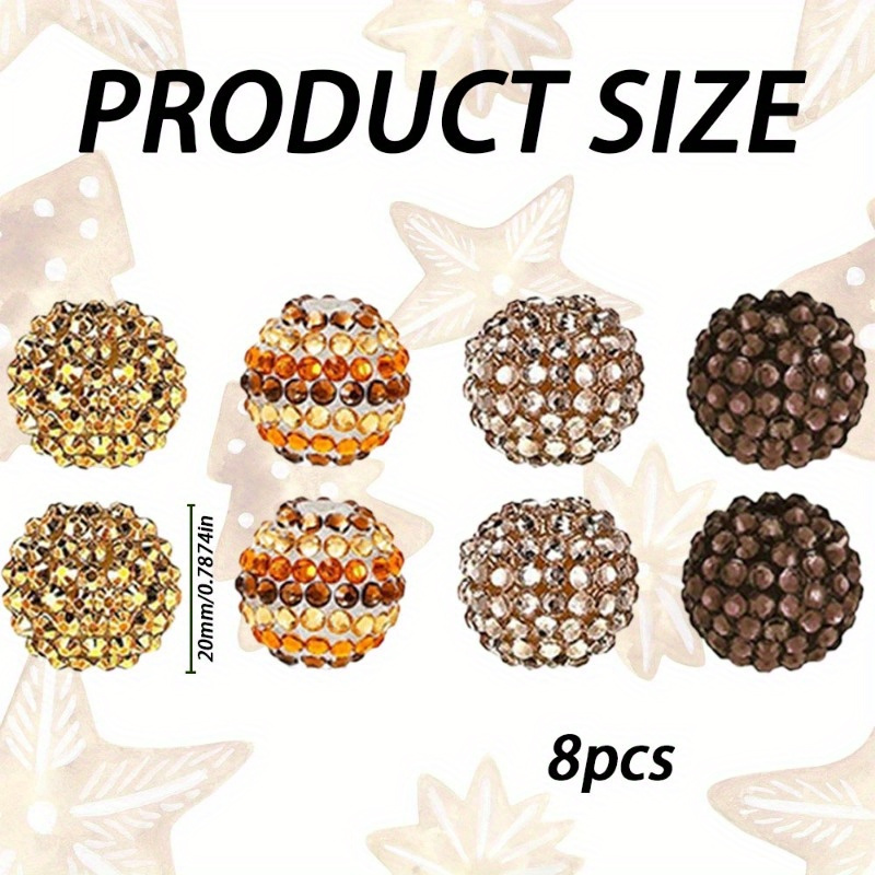 E-shop 8 Stück -Thema Perlen 20mm Strass-Mix Große Zwischenperlen für Herbst/Winter Bunte Handgemachte Armband Halskette Federmäppchen Kettenschmuck