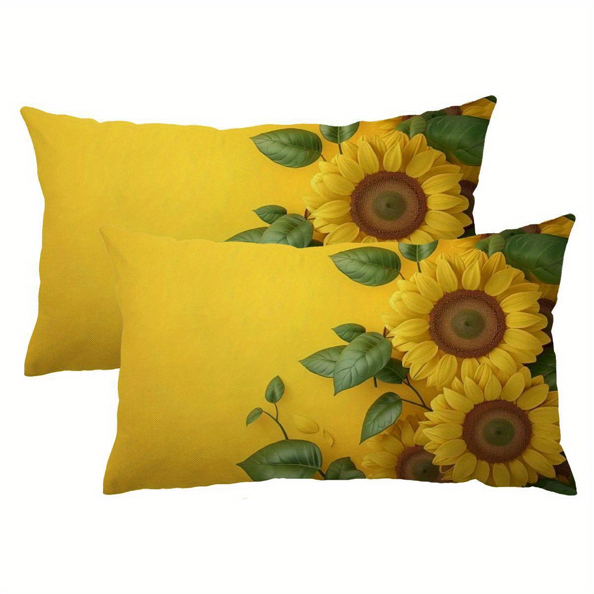 

2pcs Sunflower Linen Pillow Cases - Home & Party Decor, Sofa Accents (pillows Not Included)