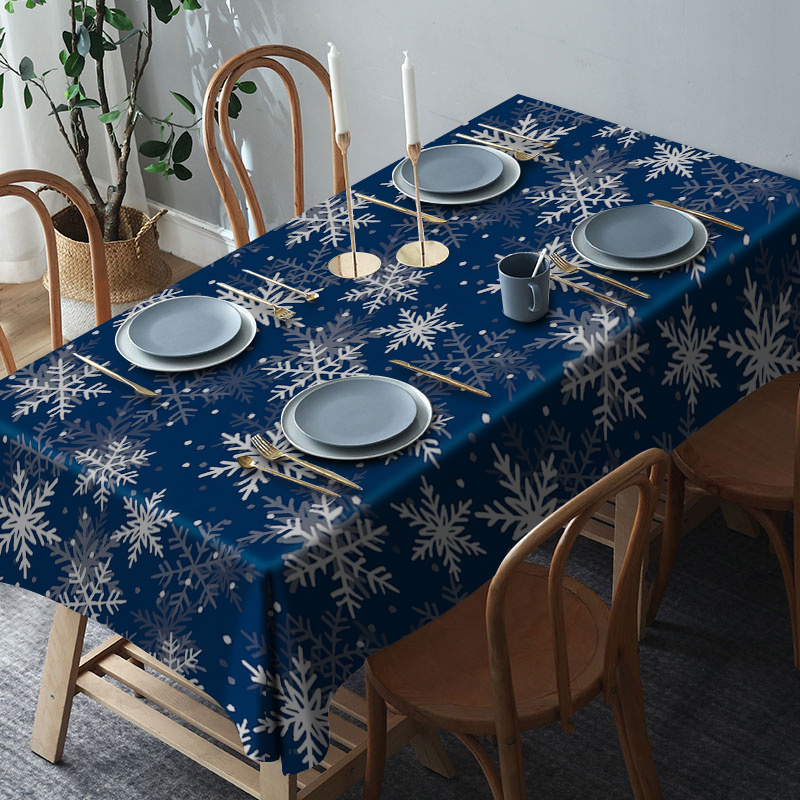 

Christmas Snowflake Tablecloth - Durable, Washable Polyester, Holiday Dining & Parties, Rectangular Shape