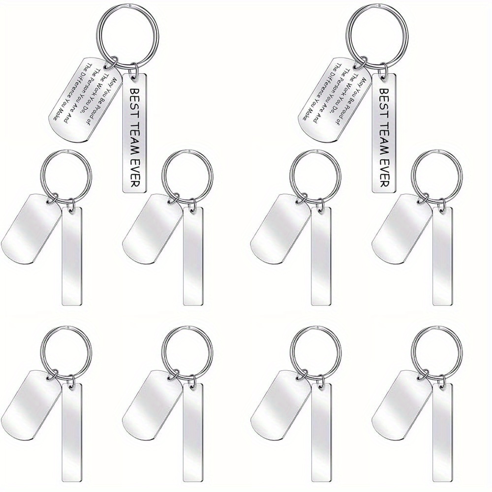 10pcs Engravable Metal Keychain Metal Stamping Blanks For Engraving Stainless Key Ring Tags With Hole Metal Stamping Tags For Diy Gift Crafts