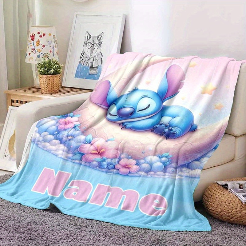 

Couverture personnalisable de Stitch - Doux et chaud en polyester tricoté, lavable en machine, chaleur pour tous pour canapé ou lit, cadeau idéal pour Noël, anniversaire